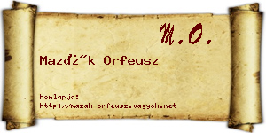 Mazák Orfeusz névjegykártya